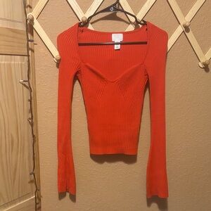H&M Women's Vibrant Orange Long Sleeve Top